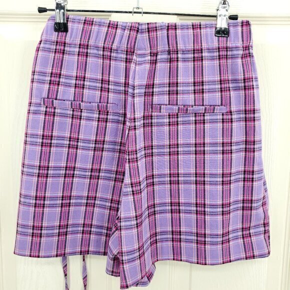 SO Lace Up Plaid Mini Skort L Purple/Pink - Picture 3 of 16